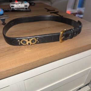 Salvatore Ferragamo Black Leather Belt